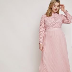 Eloquii Lace Evening Dress with Pleated Skirt